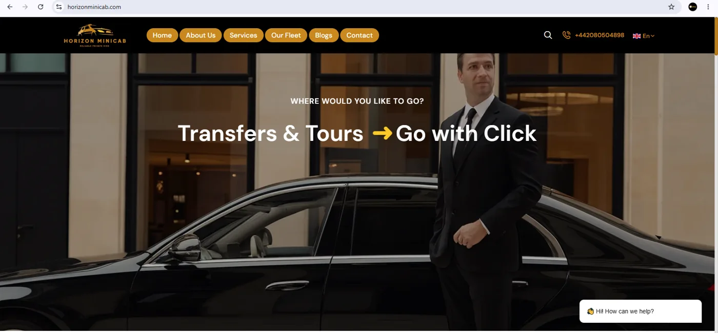 Horizon Minicab homepage screenshot