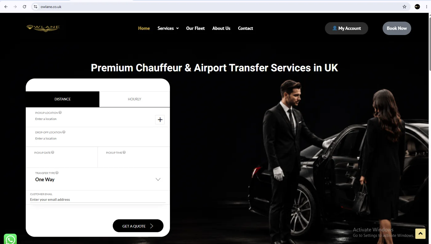Owlane UK homepage screenshot