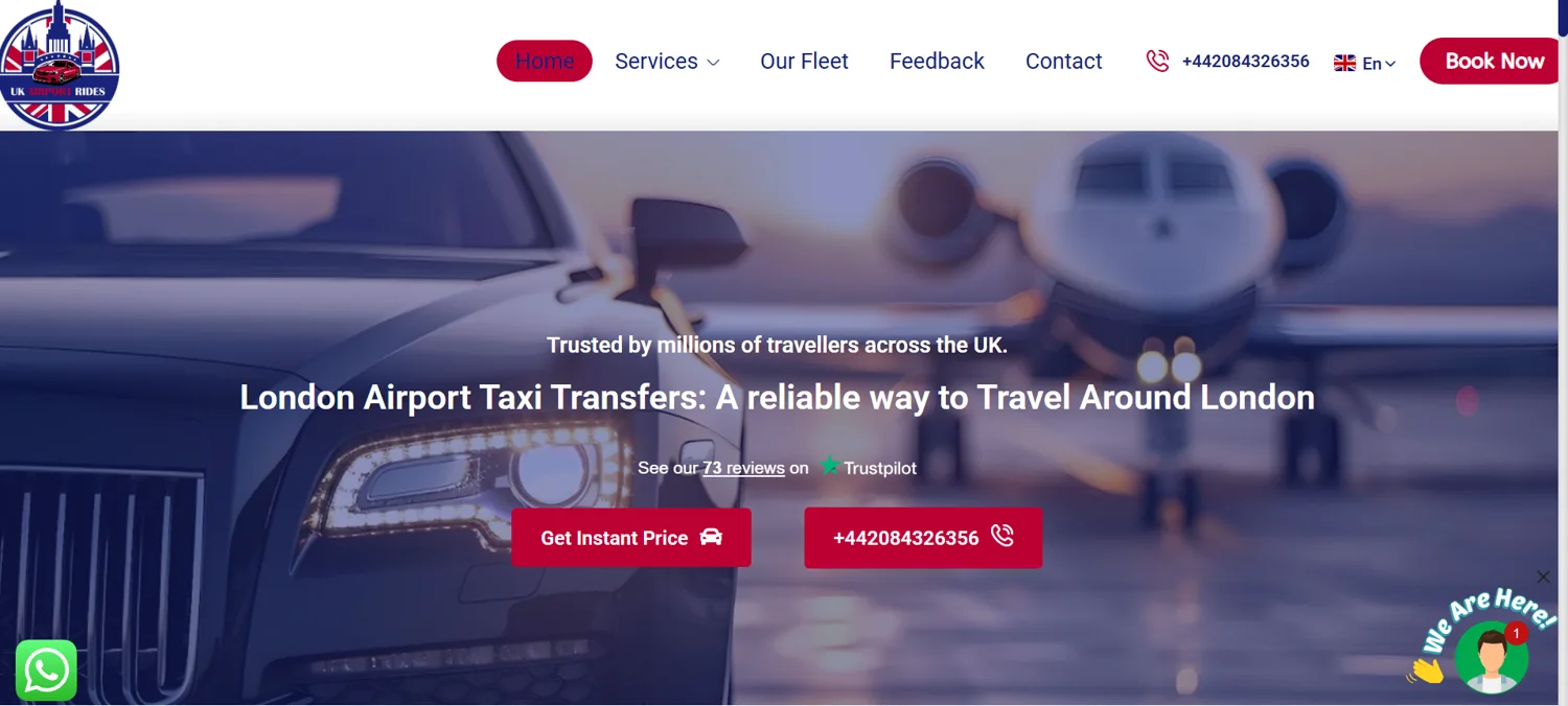 Screenshot of UK Airport Rides website